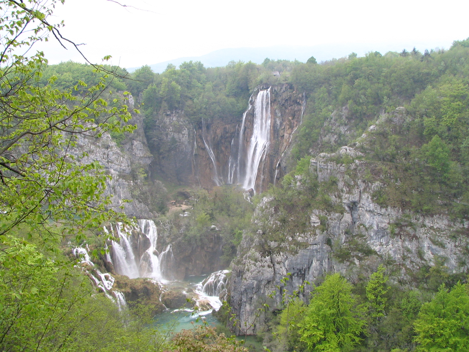 Plitvice Lakes travertine waterfalls in Croatia